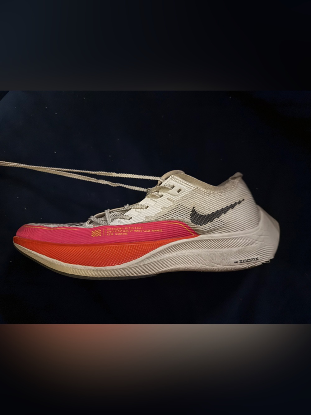 Nike Zoomx Vaporfly Next2 Running Shoe w/Pink and Orange Wave Accents. Size 10.5